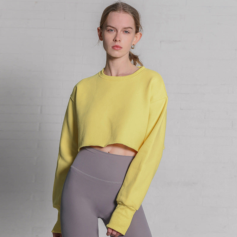 Fleece-Lined Cropped Sports Hoodie