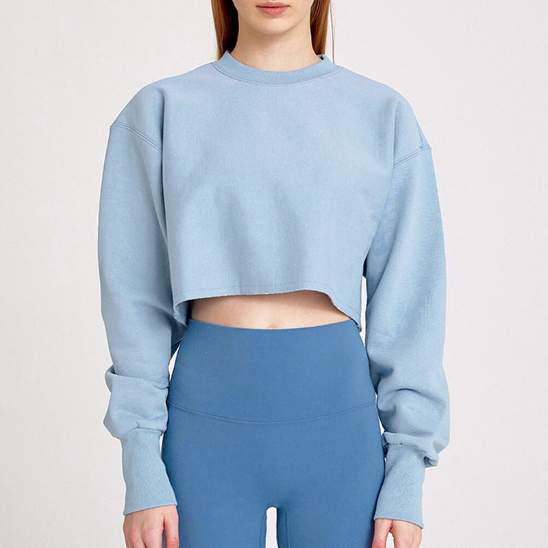 Fleece-Lined Cropped Sports Hoodie