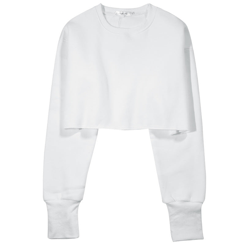 Fleece-Lined Cropped Sports Hoodie