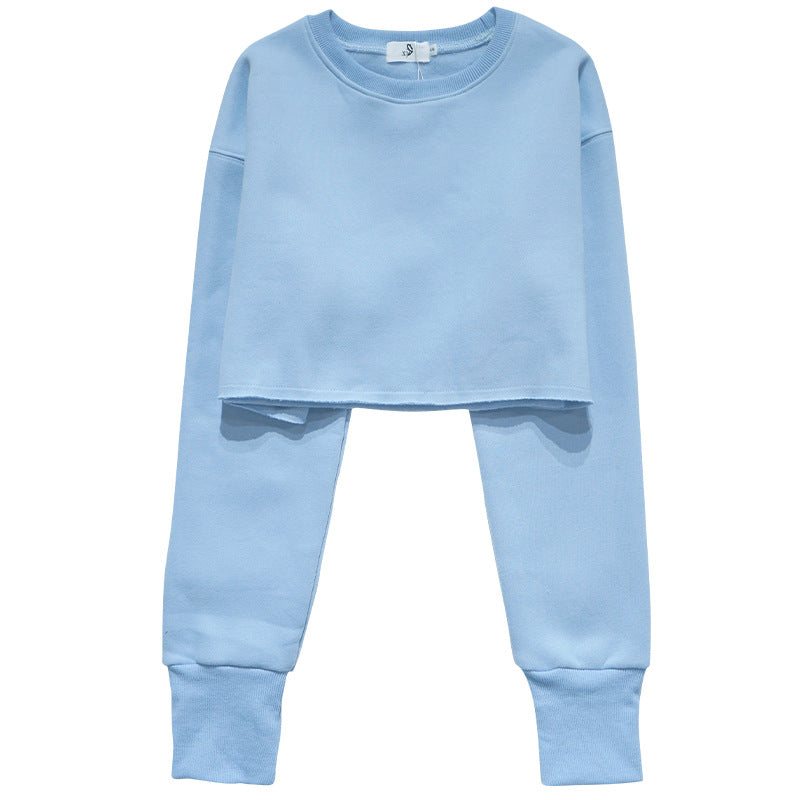 Fleece-Lined Cropped Sports Hoodie
